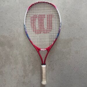Wilson Tennis Racquet Lightweight Strung Pink White Blue 27 inch